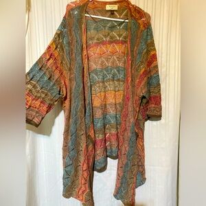 Women's Plus 3X Sonoma 3/4 Sleeve Open Boho Cardigan Sweater Cover Up
